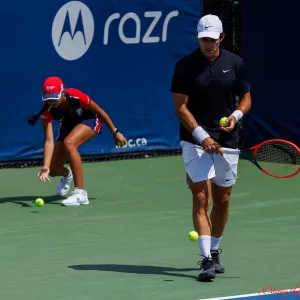 National Bank Open 2023 - ball girl and Cristian Garin
