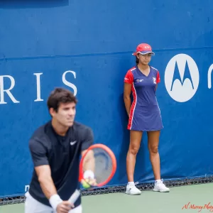 Ball girl in place at NBO 2023 as Cristian Garin serves